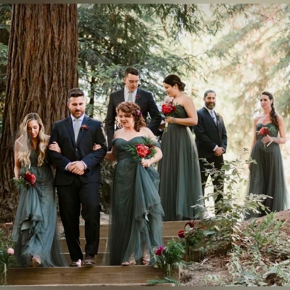 Revelry Rosalie Tulle Convertible Bridesmaid Dress Gray SZ 8 - Picture 2 of 13